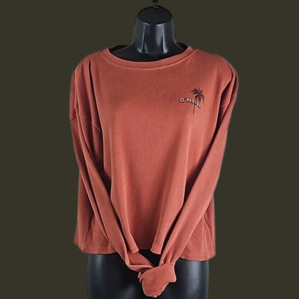 Oversized Women's Vintage Y2K O'Neill Rust Long Sleeve Thermal Graphic Tee M